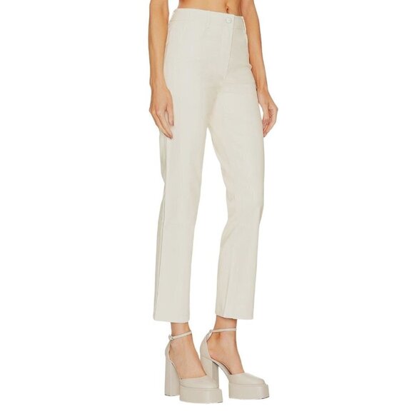 Miaou Junior Faux Leather Pant in Creme Small New Womens Vegan Trousers - Picture 1 of 13